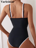 S - XL Splicing Backless High Leg Cut One Piece Swimsuit Women Swimwear Female Padded Monokini Bather Bathing Suit Swim V6789