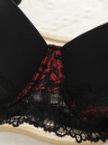 Women's Sexy Oversized Lingerie With Half Cup Pull-up Gathered Black And Red Lace Design Suitable For Plump Women 90D-110D B2387