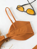 Strappy High Waist Bikinis 2026 Women Sexy Shell Swimsuit Solid Padded Swimwear Female Bathers Bathing Swimming Swim Suit