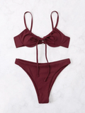 2026 Push Up Bikini Women Tie Front Swimsuit Sexy Underwire Swimwear Female Bathers Bathing Swimming Swim Suit Summer Beachwear