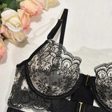 Two-piece Women's Set G-string Transparent Underwear Lolita Romantic Lingeries Set Sexy Bra and Panties Sets Lingerie for Woman
