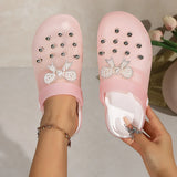 Pearls Bow Decor Platform Mules Sandals Women 2026 Anti Slip Sole Slip On Clogs Shoes Woman Breathable Thick Botom Beach Sandles