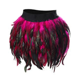 Womens Faux Feather Mini Skirt Elastic Mid Waist A-line Skirt Ladies Mardi Gras Outfit Festivals Carnival Dance Party Supplies