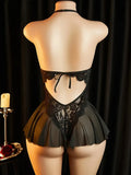 Sexy Crotchless Lingerie For Hot Adult Women White Front Buckle Bra Neck Erotic Babydoll Costume Open Night Dress Porn Underwear