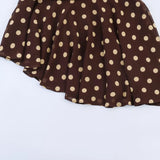 Women's Fashion Polka Dot Skirt Dark Brown Polka Dot Hem Skirt High Waist Ruffle Flowy Mini Skirt Casual Elegant Style S00Z