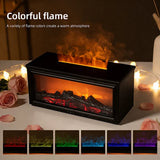 1PC Simulated Flame Fireplace Aroma Diffuser with Colorful Night Lights, 3-level Timer, USB Powered Air Humidifier