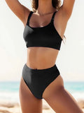 High Waist Bikini 2026 Solid Swimsuit Women Padded Swimwear Female Sports Bathers Bathing Swimming Swim Suit Beachwear