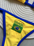 Solid color sexy embroidered Brazilian flag bikini set, women's swimsuit 2-piece set, summer beach bikini