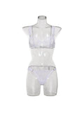 Summer Beachwear Lingerie Large Bust Minimizer Light Support Gathering Wirefree Anti-Sagging Comfort Bra Set AU MOYISU Panty F