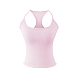 Early Spring New Style Hot Girl Pure Desire Sexy U-Neck Chest Pad Elastic Base Tank Solid Color Backless Sleeveless Top 6JYN