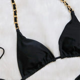 Metal Ring Halter Scrunch Butt Thong Bikini Women Swimwear Female Swimsuit Two-Pieces Bikini Set Bather Bathing Suit Swim V4391