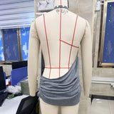 Women's Summer Solid Color Halter Tank Tops Button Detail Backless Loose Fit Ruched Sleeveless Vest for Beach, Party