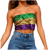 Y2k Tops Women Carnival Sexy Sequin Strapless Sleeveless Vest Party Performance Bandeau Vests Seductive Womens Top Popular