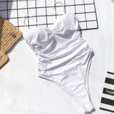 New Sexy High Cut Leopard Push Up Bra Cup One Piece Swimsuit Female Swimwear Women Bather Bandeau Bathing Suit Swim Lady V1654