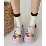 Fashion Mary Jane Garden Shoes Woman Platform Slippers Cute DIY Thick Sole Girls Summer Indoor Beach Slides Ladies Footwear