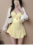 Swimsuit one-piece slimming and conservative skirt for girls, soaking in hot springs for vacation, swimsuit for women, summer