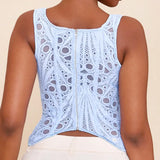 Lace Double Layer Fitted Corset Casaul Style Waist Trainer Mesh Solid Color Hollow Out Backless Suspenders Sleeveless Top CSSX