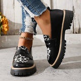 Fashion Leopard Print Platform Loafers Women Plus Size 43 Slip On Pu Leather Shoes Woman Comfort Thick Bottom Office Work Shoes