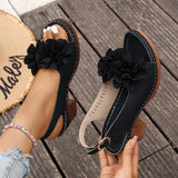 Summer Flower Decor Thick Heeled Sandals Women Plus Size 43 Lightweight High Heel Sandals Woman Back Strap Peep Toe Sandles 2026