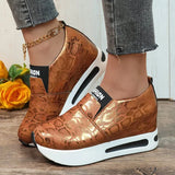 Snake Print Pu Leather Sneakers Women Autumn Winter Low Top Platform Sports Shoes Woman Slip On Lightweight Casual Shoes Mujer