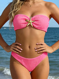 2026 Bandeau Bikinis Starfish Swimsuit Women Sexy Padded Swimwear Female Solid Beachwear Bathers Bathing Swimming Swim Suit
