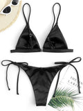 2025 Metallic Satin High Cut Brazilian Bikini Women Swimwear Female Swimsuit Two-pieces Bikini Set Bathing Suit Swim Beach Wear