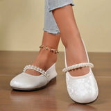 Slip-on Round Toe Pearl Women's Flat Mary Jane Shoes Trend High Quality Fashion Korean Style Social Casual Ladies Footwear