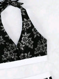 2026 Halter Sporty Bikinis Printed Swimsuit Women High Waist Shorts Swimwear Female Bathers Bathing Swimming Swim Suit Beachwear