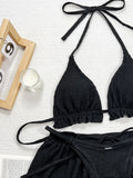 DEKA  Women 3 Piece Bikinis Set Halter String Push Up Swimsuit Backless Cute Beach Outfit Bathing Suit Swimwear Biquinis