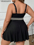 VigoJany 2026 Black Strapped Plus Size Swimwear Women Cross Push Up Large One Piece Swimsuit Backless Summer Chubby Bathing Suit
