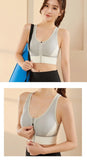 New Sports Bra Women Striped Patchwork Front Zipper Shockproof Vest Jogging Gym Crop Top Female Tops Sport Bras Sutian Feminino