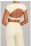 No Padded Women's Yoga T-shirt Short Sleeves Bra Backless Fitness Top Beautiful Back Gym Clothes Form-fitting Running Tee