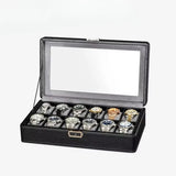 Jewelry Eyewear Organizer Travel-friendly Hard Leather 12-Slot Watch Storage Box with Velvet Watch Case Display Packaging