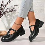 Vinatge T-Strap Med Heels Mary Jane Shoes Women Korean Buckle Strap Pu Leather Pumps Woman British Style Platfrom Student Shoes