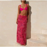 Sexy Beading Sequined Long Skirt Women Solid Low Waist Slim Straight Skirts Female Summer Lady Chic Beach Vacation Clothes JO6M