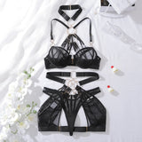 Toucheart Erotic Lingerie Complex Craftsmanship See-through Personalized Body-shaping Sexy Women Underwear Split Four-piece Set