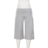 American knitted mid-waisted trousers, simple low-waisted straight loose casual trousers
