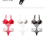 MOYISU Sexy Lace Bodysuit Push-Up Bra Set Small Chest Enhancer Anti-Sag Adjustable Straps Comfort Allure One-Pc Lingerie Fashion