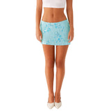 Women Sequin Short Skirt Beaded Flower Low Rise Mini Bodycon Skirt Trendy Summer Streetwear