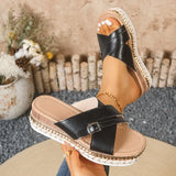 Women Slippers Summer New Open-Toe Sandals Buckle Thick-Soled Shoes Lightweight Platform Slippers