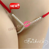 DEKA Elastic Crotchless High quality Real Pearl Thongs Women Low-Rise Hollow Sexy G-string Female Erotic Panties Underwear