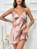 Summer New Ice Silk Slip V Neck Nightdress Mini Dresses Sexy Backless Pajama Women's Pajama Thin Breathable Print Slip Dress