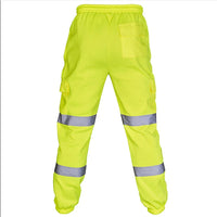 Mens Work Uniform Bottoms Safety Sweat Pants Striped Reflective Pants Loose Mens Jogging Trousers Joggers Patchwork Workwear