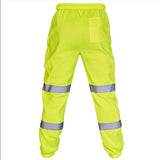 Mens Work Uniform Bottoms Safety Sweat Pants Striped Reflective Pants Loose Mens Jogging Trousers Joggers Patchwork Workwear