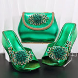 doershow High Quality African Style Ladies Shoes And Bags Set Latest silver Italian Shoes And Bag Set For Party HO1-1