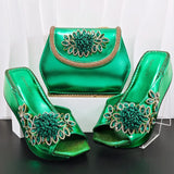 doershow High Quality African Style Ladies Shoes And Bags Set Latest silver Italian Shoes And Bag Set For Party HO1-1