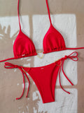 Triangle Halter String Thong Bikinis 2026 Women Sexy Swimsuit Solid Heart Swimwear Female Bathers Bathing Swimming Swim Suit