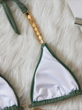 Wrap Around Halter Diamond Bikini Women Swimsuit Female Metal Chains Swimwear Two-pieces Bikini Set Brazilian Bathing Suit Swim