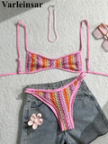 2026 Striped High Leg Cut Brazilian Bikini Female Swimsuit Women Swimwear Two-pieces Bikini set Bather Bathing Suit Swim V8216