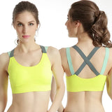 Sports Bra Women Patchwork Cross Back Straps Jogging Gym Crop Top Female Tops Fitness Yoga Shockproof Vest Sport Bras for Women